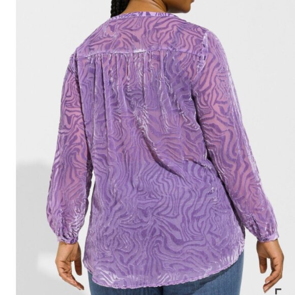 Torrid Velvet Burnout Pullover Long Sleeve Blouse - Picture 5 of 12